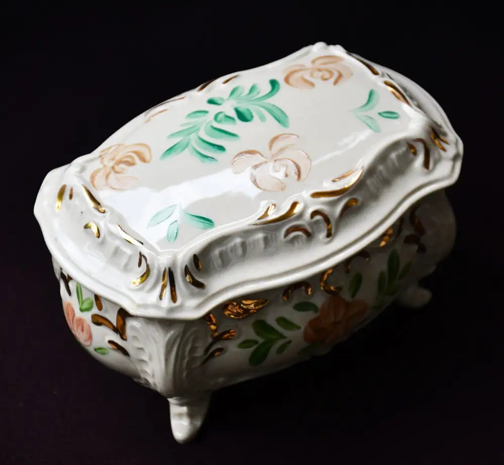 Българска кутия за бижута - фаянс - antique