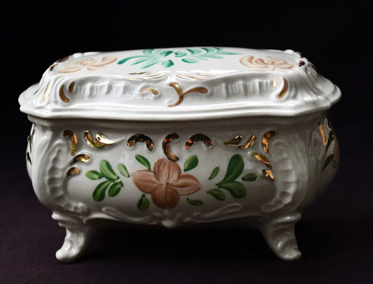 Българска кутия за бижута - фаянс - antique