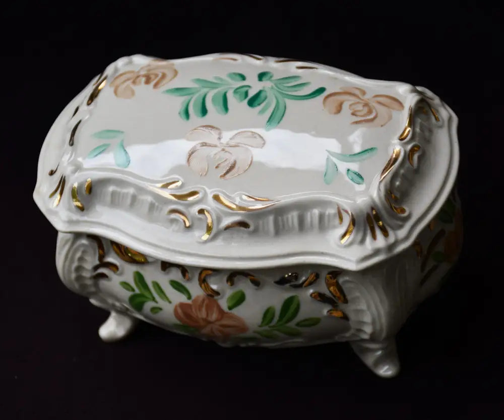 Българска кутия за бижута - фаянс - antique