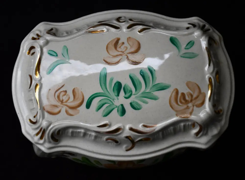 Българска кутия за бижута - фаянс - antique