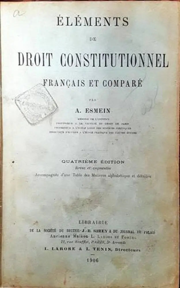 Éléments de Droit Constitutionnel Français et Comparé (1103) - Книга