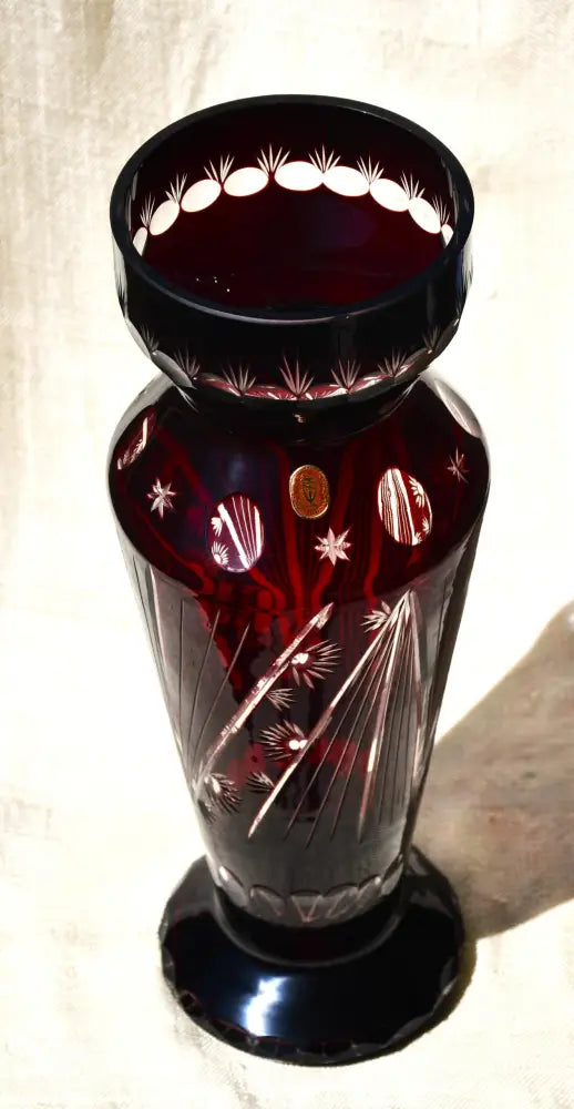 Голяма vintage ваза ’Perla Lux’ - Двуслоен кристал - antique