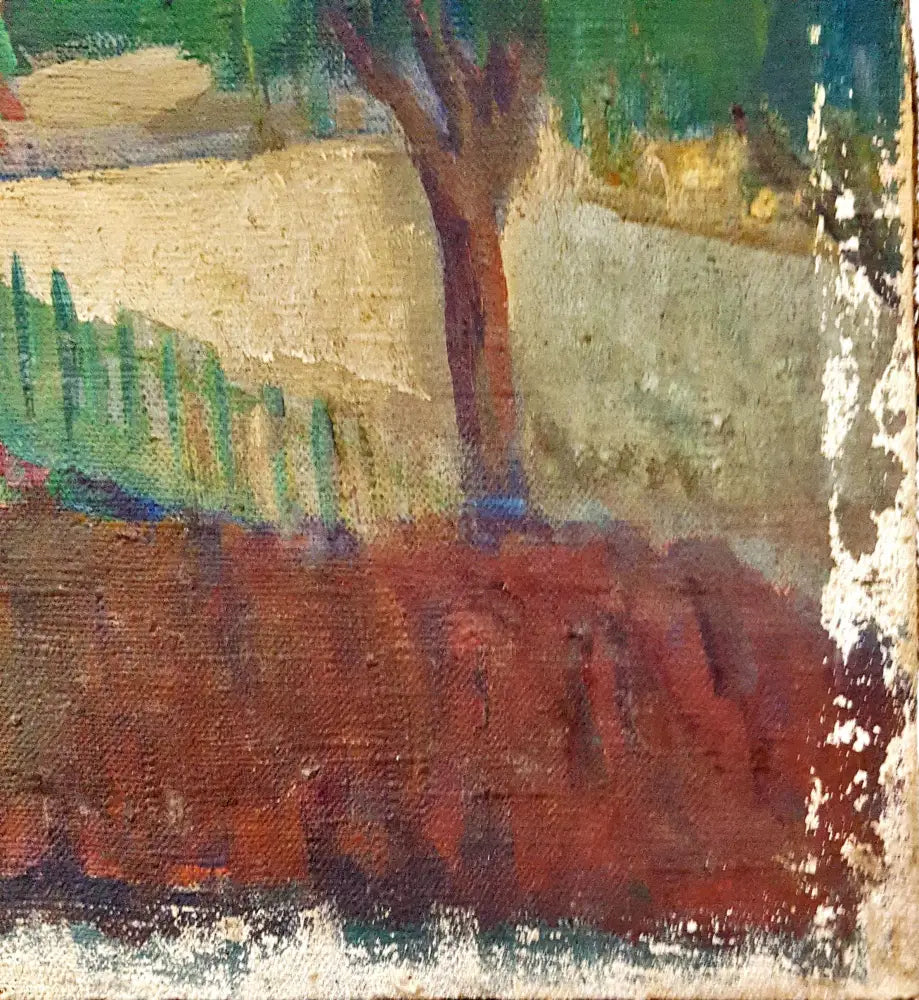Градски пейзаж с паметник, масло от неизвестен автор (1078) - Картина