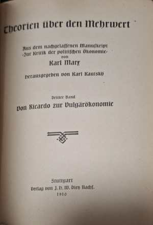 Theorien über den Mehrwert. Dritter Band: Von Ricardo zur Vulgärökonomie (1193)