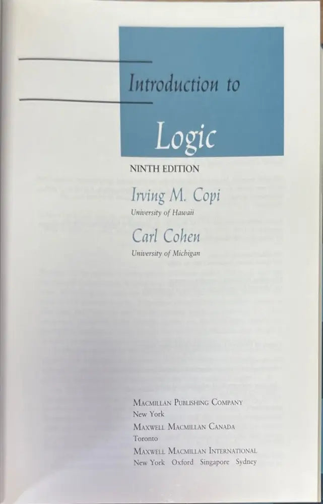 Introduction to Logic - Книги