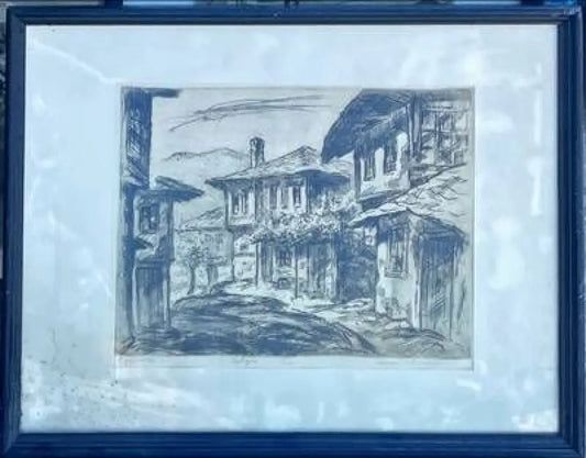 Картина офорт 9/20 в рамка - antique