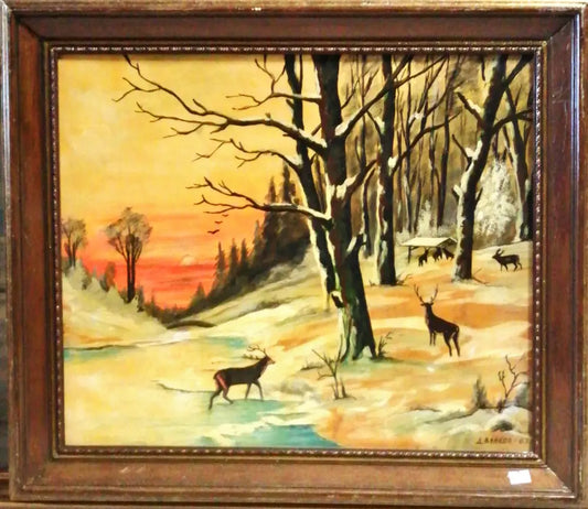 Картина върху фазер с рамка масло. Димитър Велков - antique