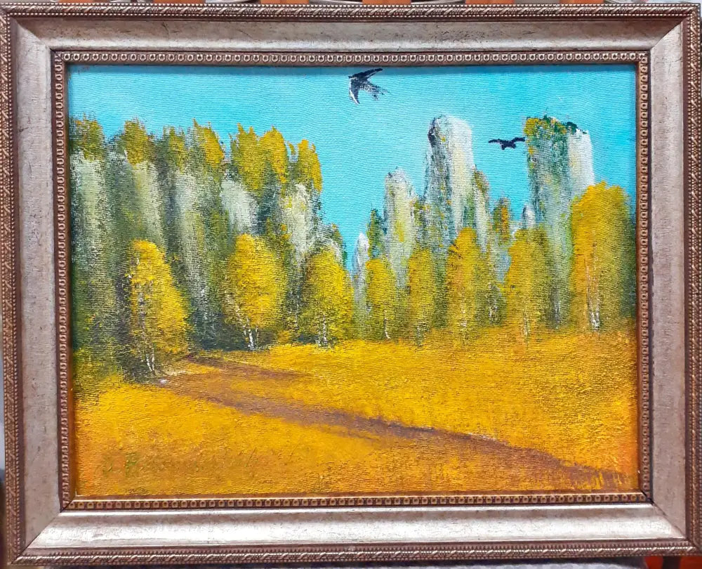 Картина върху фазер с рамка масло - Йордан Вощинаров - antique