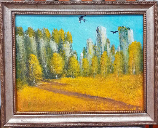 Картина върху фазер с рамка масло - Йордан Вощинаров - antique