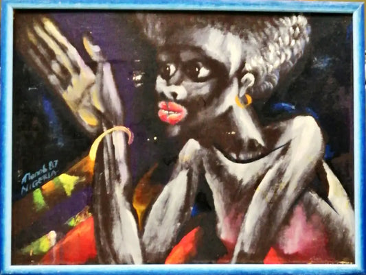 Картина върху фазер с рамка масло ’ NIGERIA ’ - antique