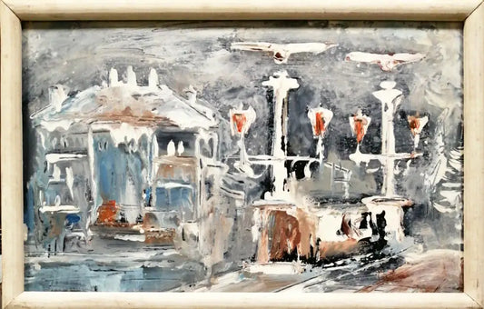 Картина върху фазер с рамка масло-Венелин Петров 94г - antique