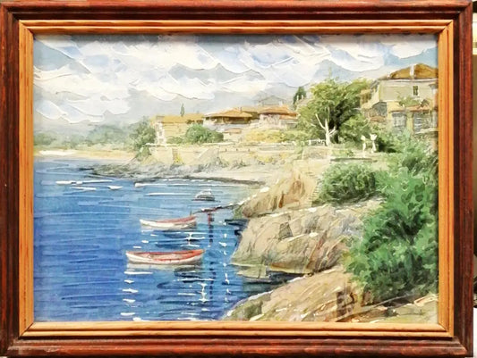 Картина върху фазер с рамка масло-Ж. Атанасов - antique