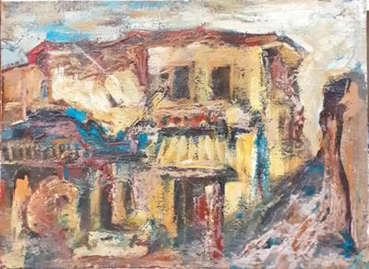 Картина върху картон масло - antique