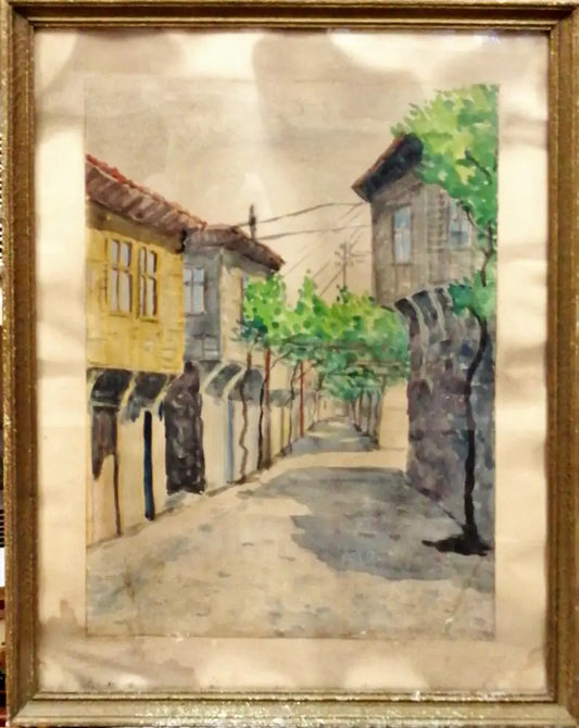 Картина върху картон с рамка акварел (330) - Картина