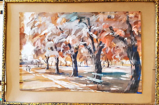 Картина върху картон с рамка акварел (372) - Картина
