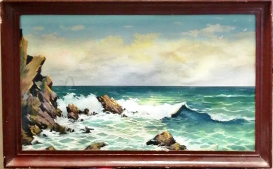 Картина върху картон с рамка масло - antique