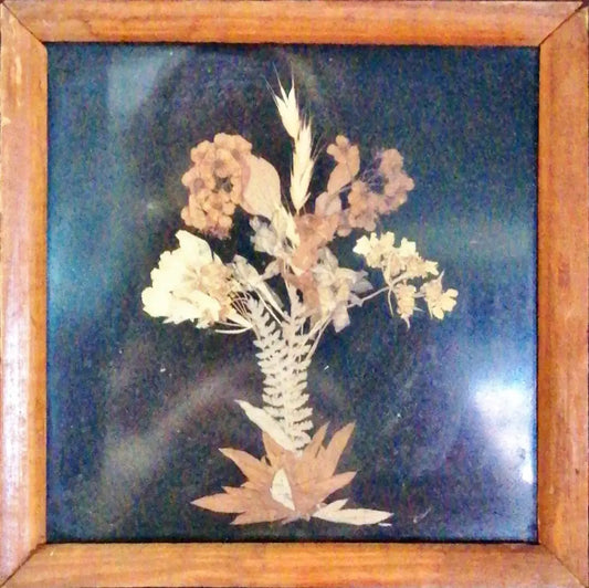 Картина върху картон с рамка сушени цветя - antique
