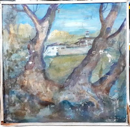 Картина върху платно масло - за реставрация - antique