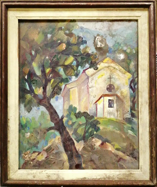 Картина върху платно с рамка масло - Елисавета Владимирова храм Преподобна Петка - antique