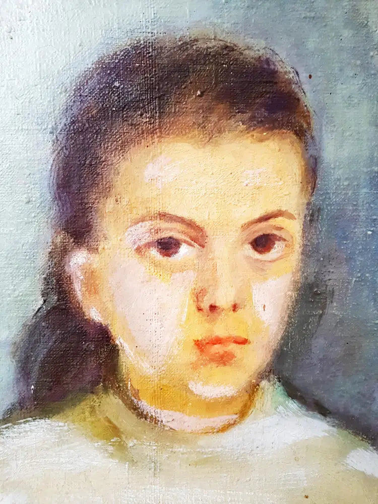 Класически портрет на момиче- масло от неизвестен автор (1168) - Картина