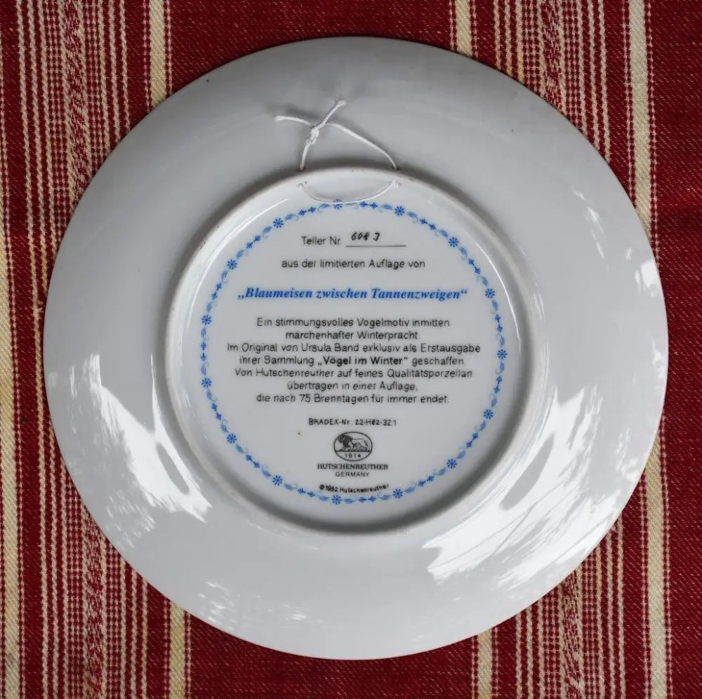 Колекционна чиния ’Vogel im Winter’ - ’Hutschenreuther’ - antique