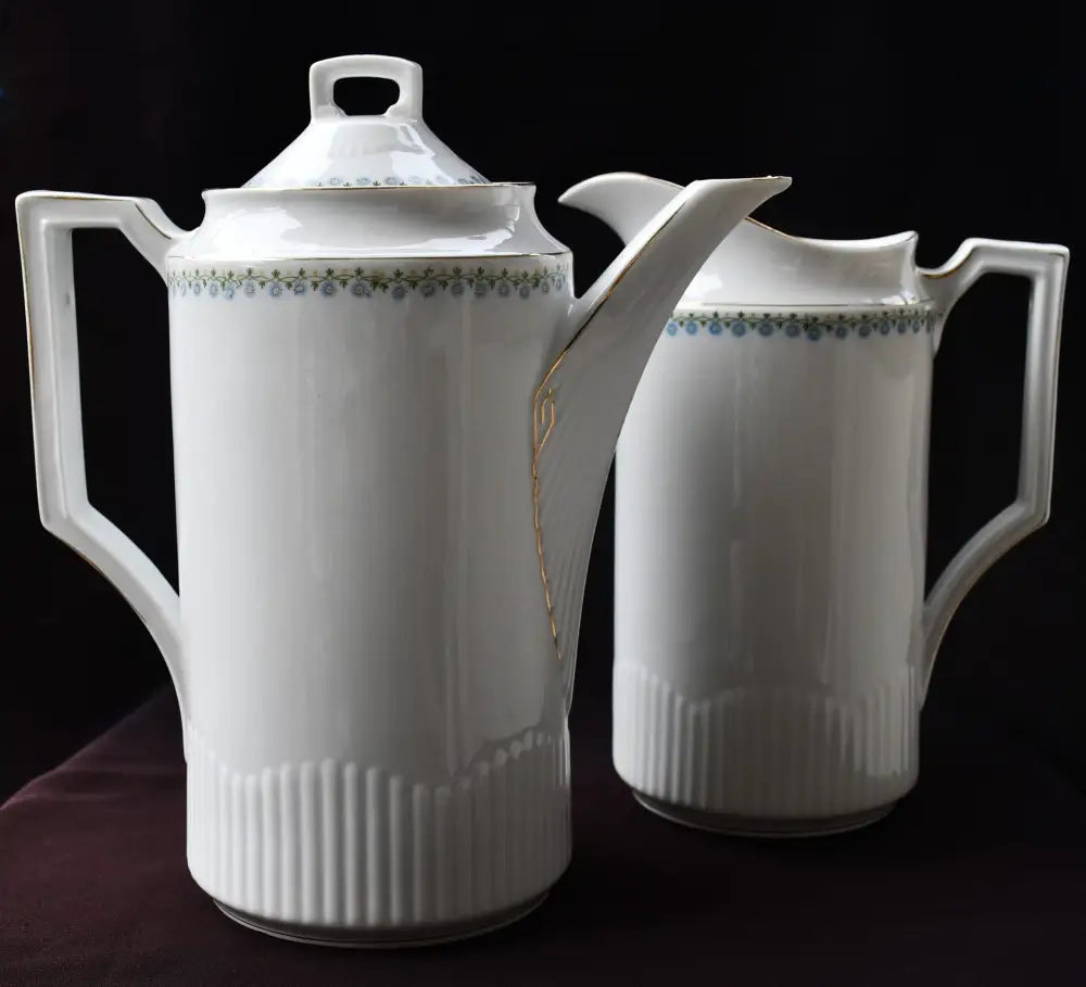 Комплект от голям старинен чайник и кана - KPM - antique