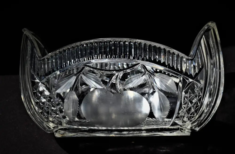 Кристална Арт Деко купа - ръчно гравирана - antique