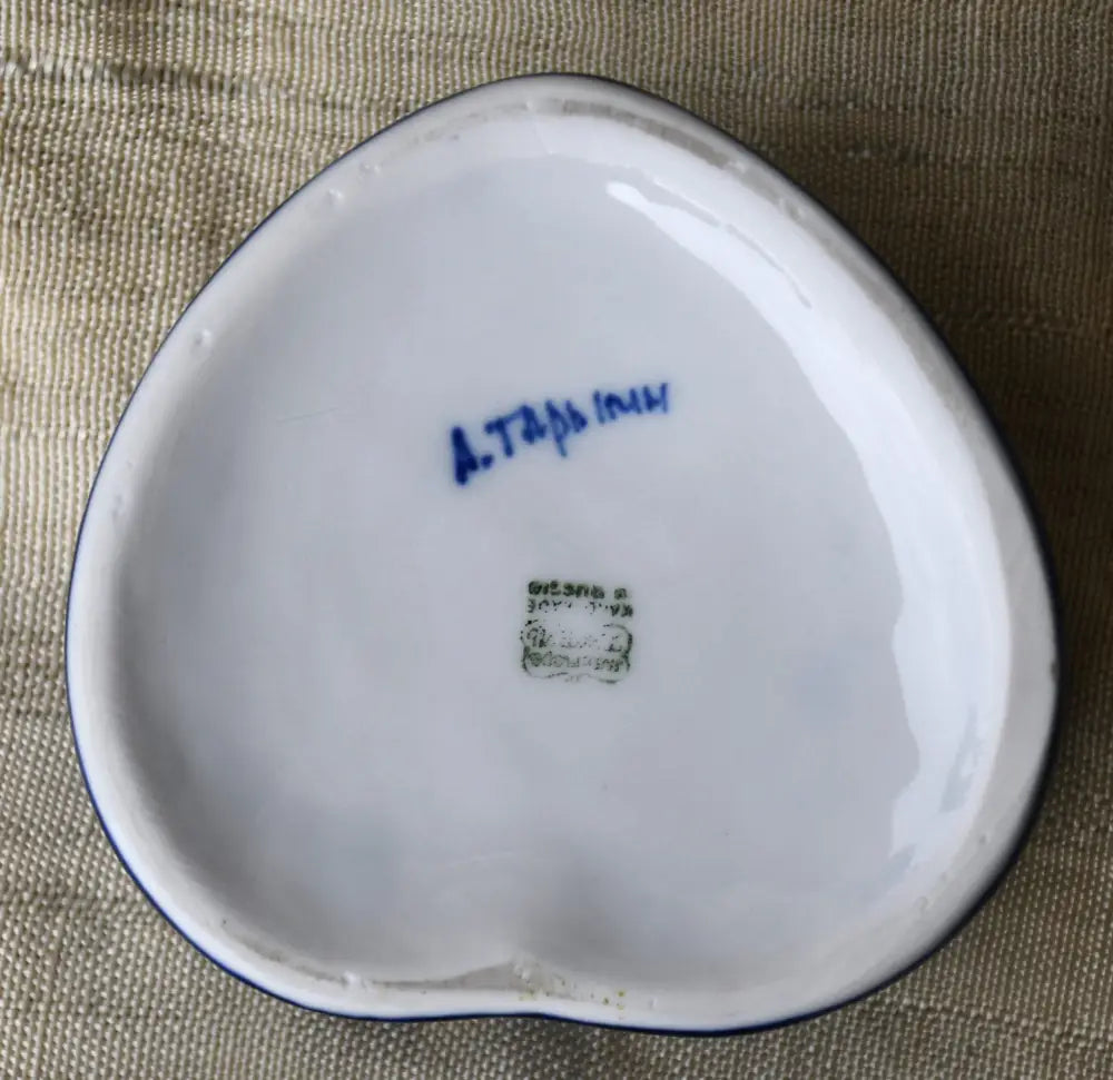 Кутия за бижута с форма на сърце от Гжел Русия - antique