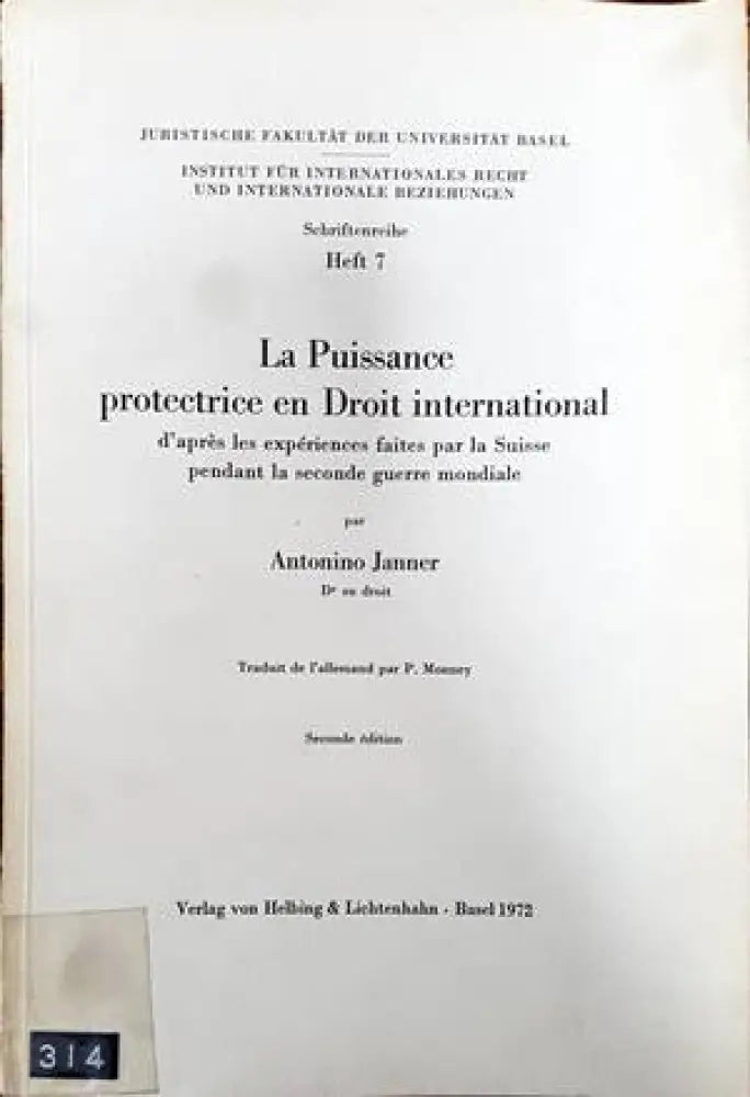 La Puissance protectrice en Droit international - Книги