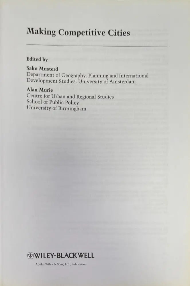 Making Competitive Cities (656) - Книга