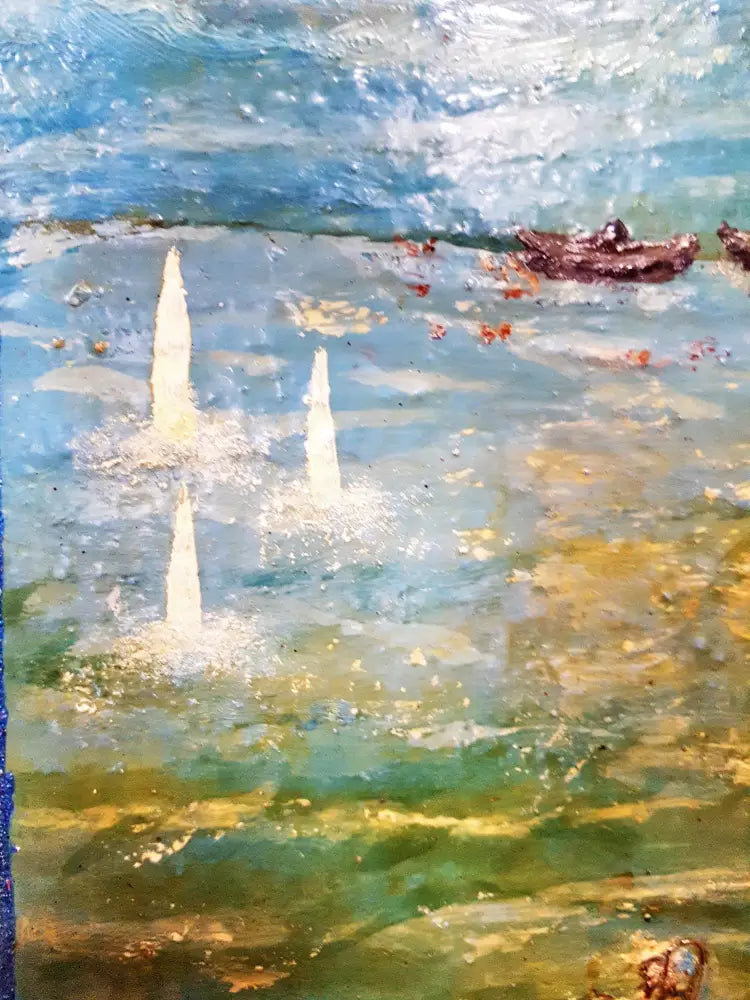 Морски пейзаж, смесена колажна техника от неизвестен автор (1190) - Картина