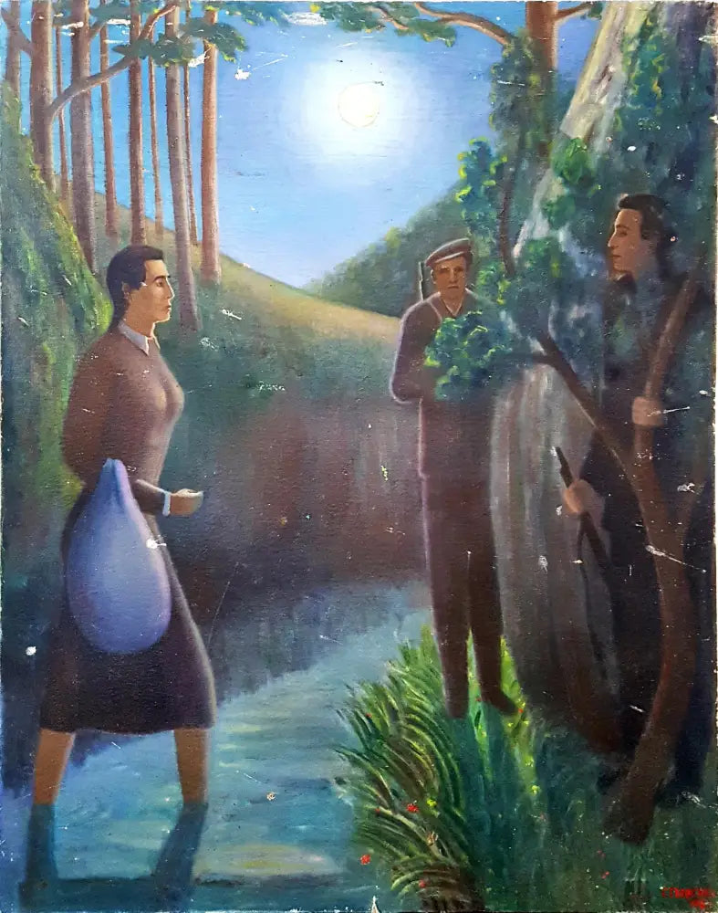 Нощна среща, масло от Г. Георгиев (1206) - Картина