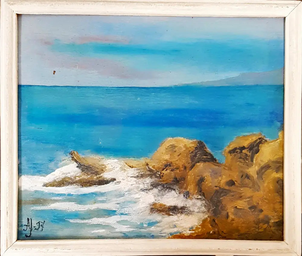 Пейзаж с морски скали, масло от неизвестен автор (1074) - Картина