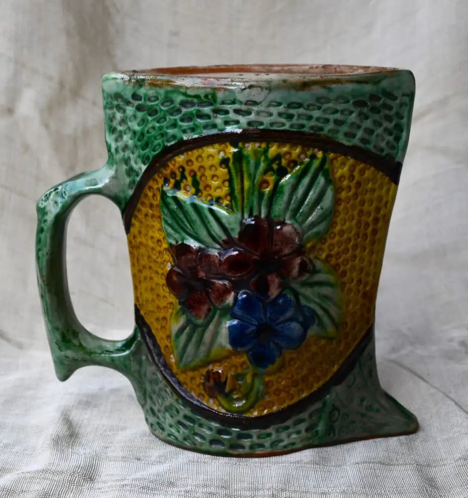 Предвоенна кана за вино - полихромна керамика - antique