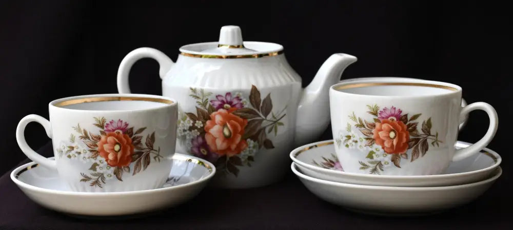 Съветски винтидж сервиз за чай - ’Dmitrovsky porcelain - Verbilki’ - antique
