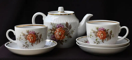 Съветски винтидж сервиз за чай - ’Dmitrovsky porcelain - Verbilki’ - antique