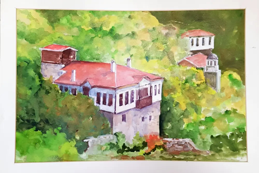 Селски пейзаж с възрожденски къщи — основна снимка