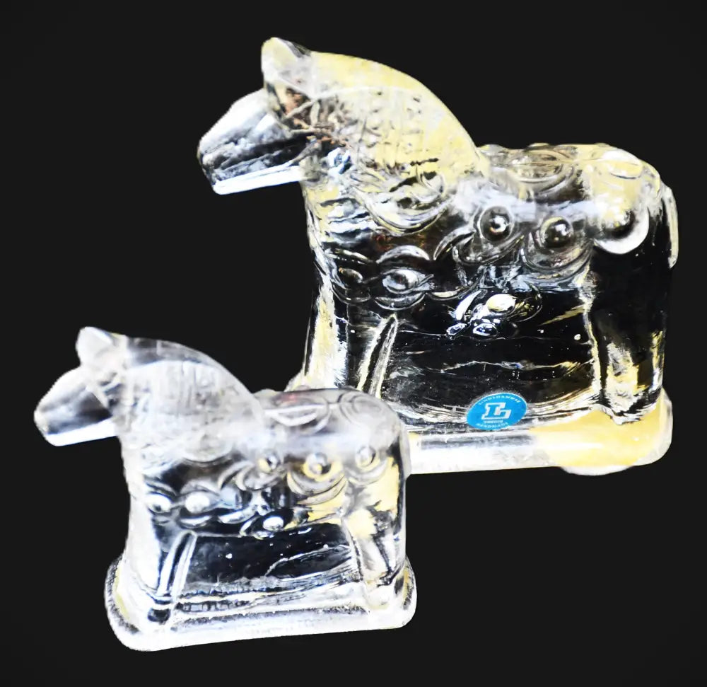 Сет от две стъклени скулптури на конете Дала - Швеция. Винтидж. - antique