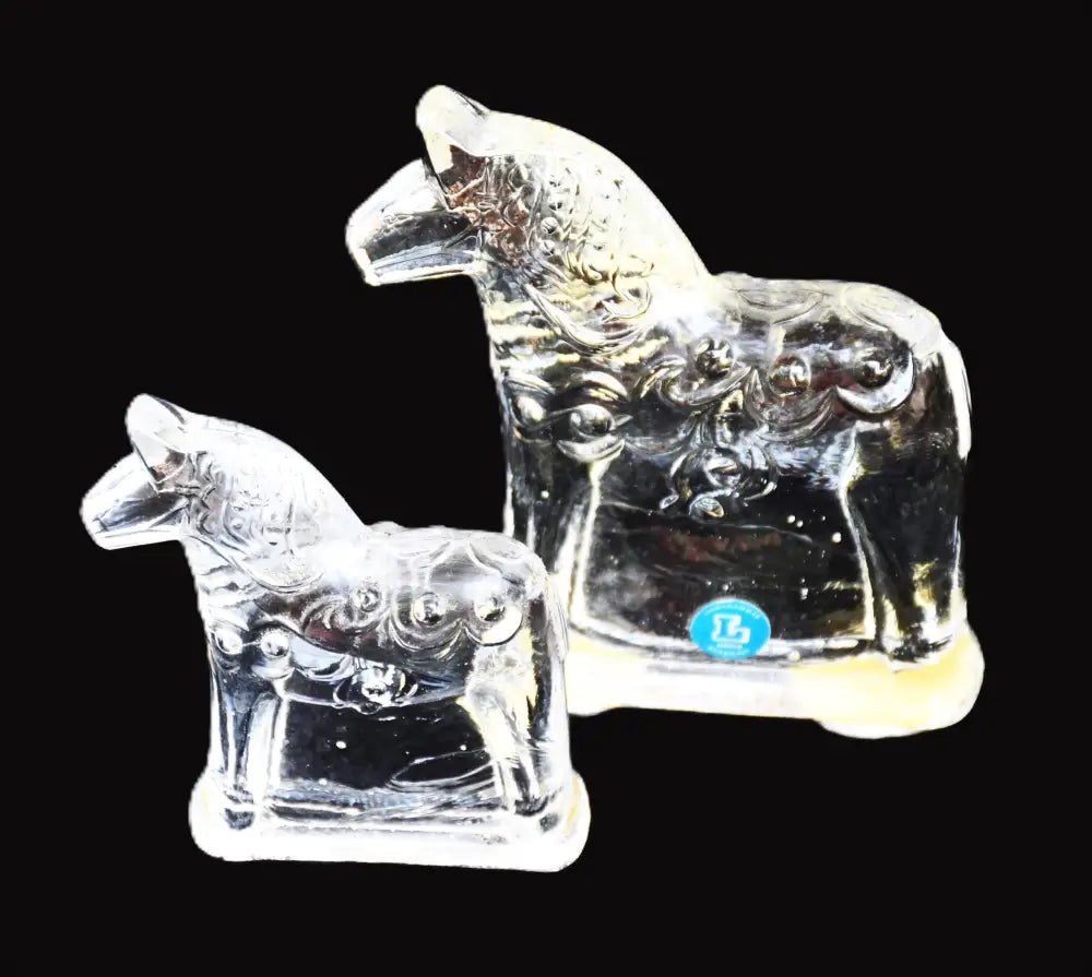 Сет от две стъклени скулптури на конете Дала - Швеция. Винтидж. - antique