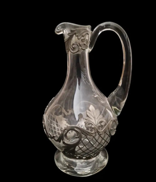 Стъклена гарафа с метален обхват - antique