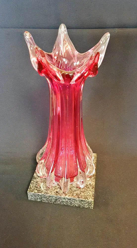 Стъклена ваза с мраморен постамент Murano - antique