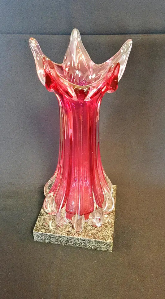 Стъклена ваза с мраморен постамент Murano - antique