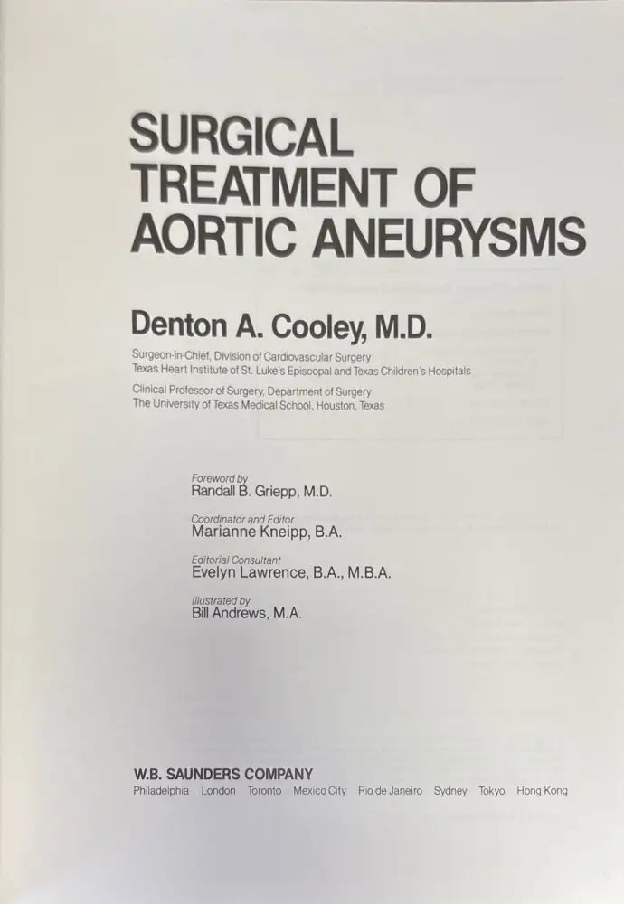 Surgical treatment of aortic aneurysms - Книги