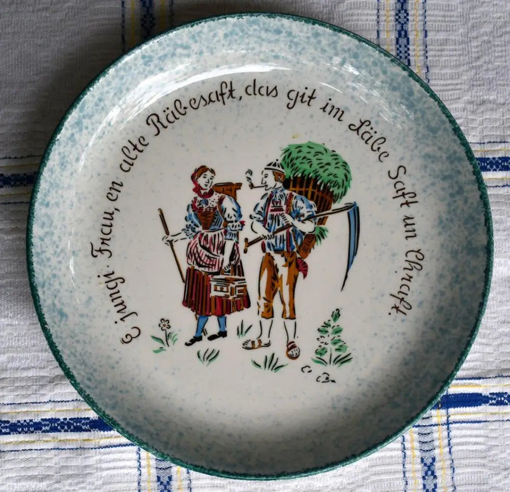 Швейцарска колекционна чиния на VSK USC. Ръчно рисувана. - antique