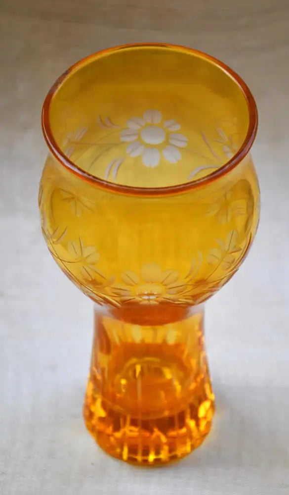 Ваза двуслоен кристал с ръчно гравиране - antique