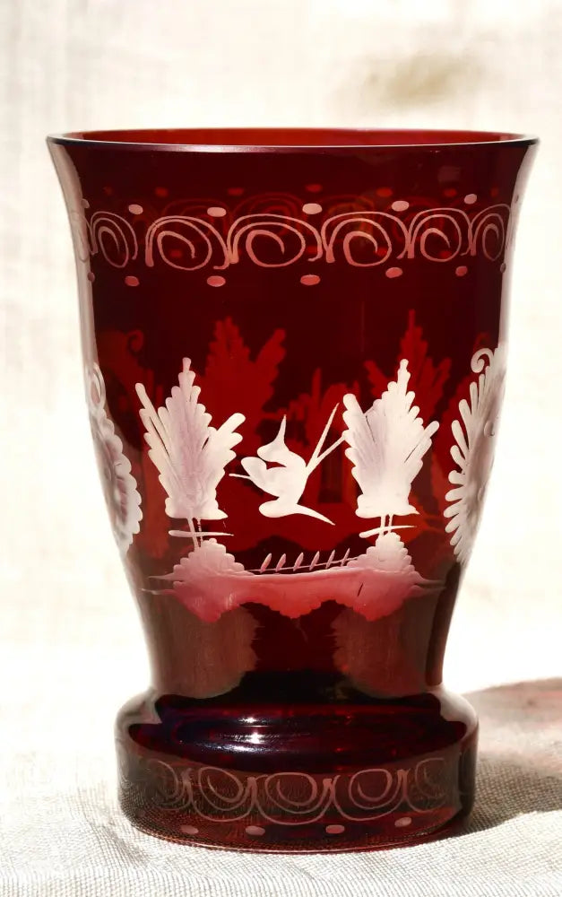 Vintage чаша Egermann - Двуслоен кристал - antique