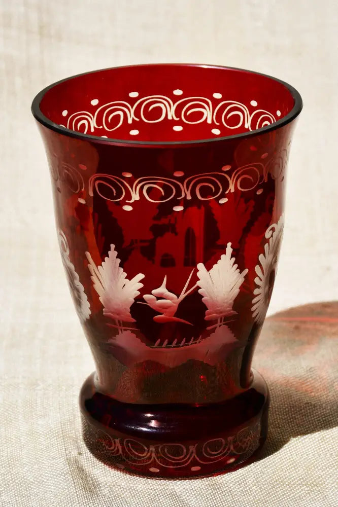 Vintage чаша Egermann - Двуслоен кристал - antique