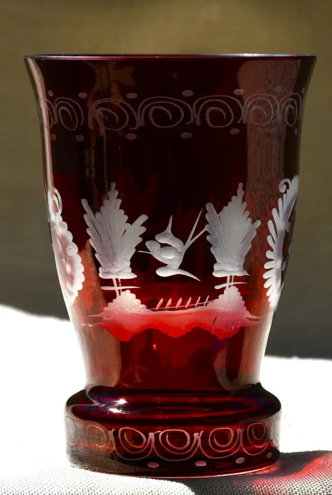 Vintage чаша Egermann - Двуслоен кристал - antique