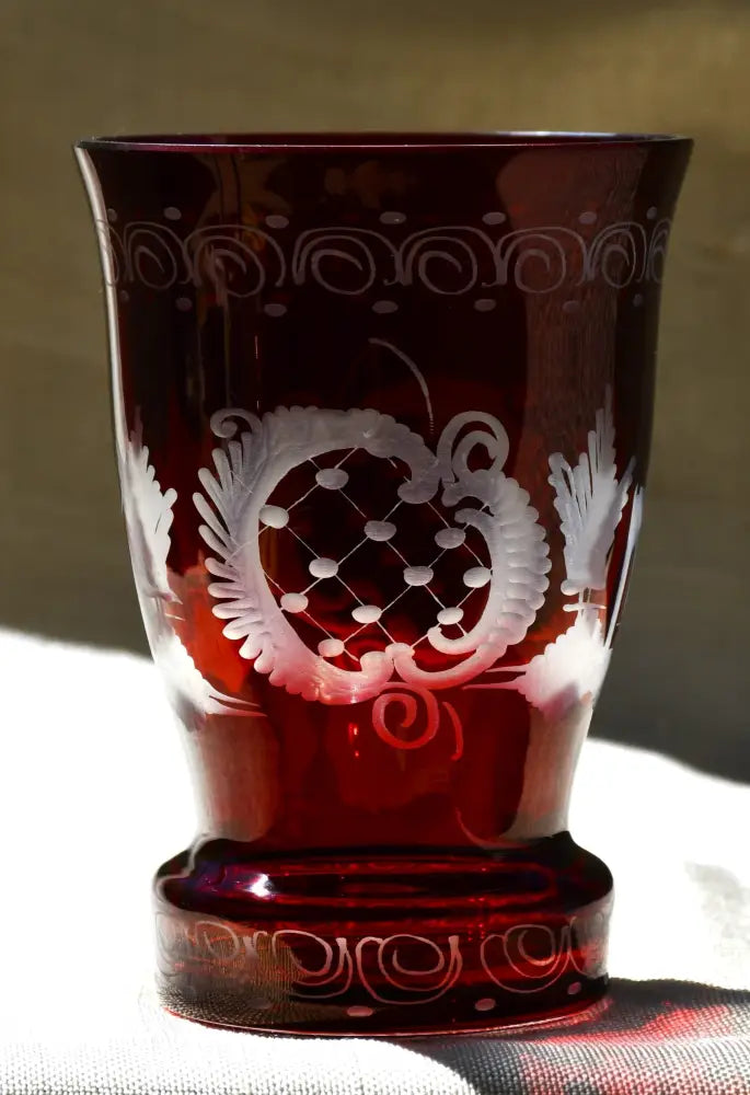 Vintage чаша Egermann - Двуслоен кристал - antique