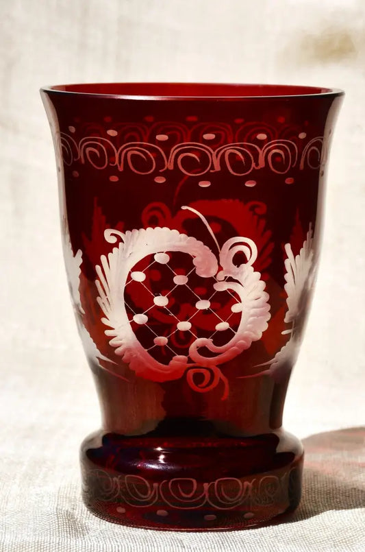 Vintage чаша Egermann - Двуслоен кристал - antique